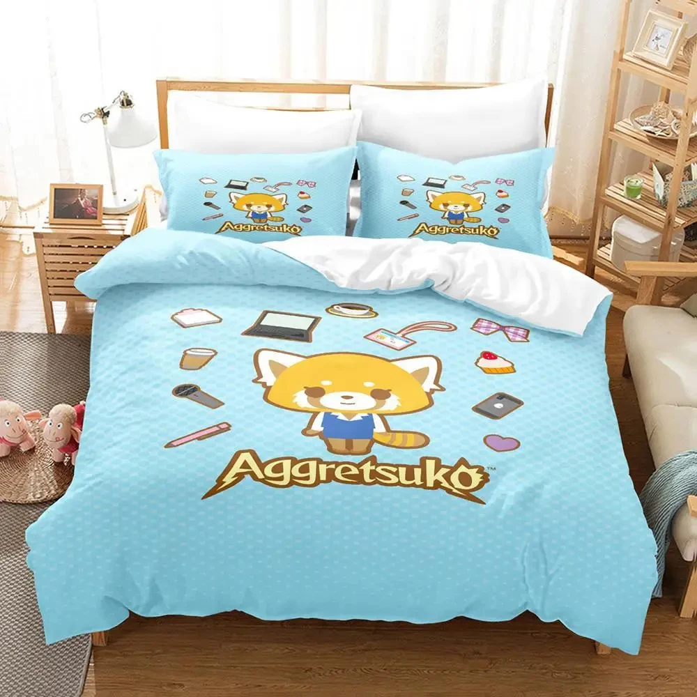 

Anime Aggretsukos Bedding Set Boys Girls Twin Queen Size Duvet Cover Pillowcase Bed Kids Adult Fashion Home Textile Customizable