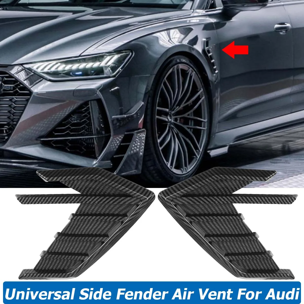 

2PCS Side Air Fender Vents Trim Sticker Decoration Cover Universal For Audi A3 8V A4 B8 B6 Q5 A5 A6 BMW Toyota Car Accessories