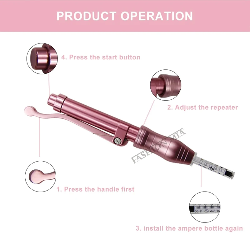 0.3ml Pink hyaluronique pen Hyaluronic Acid Pen No needle Guns For Anti-wrinkle Skin Rejuvenation Lips Lifting Lip Atomizer