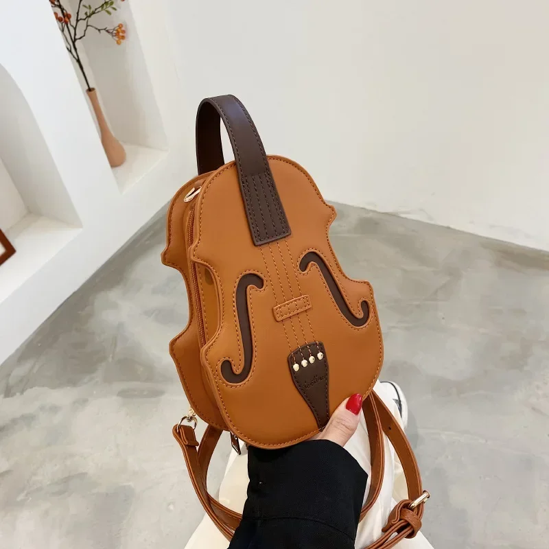 Creative Violin Fashion Shoulder Bag PU Leather Small Backpacks for Women Luxury Design Thread Ladies Female Crossbody Bag