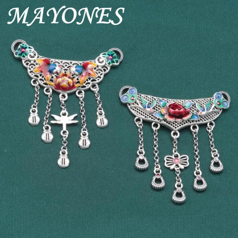 

Женский кулон MAYONES из серебра 925 пробы, с эмалью, птицей и цветами, Подвеска для женщин и девушек, разноцветная искусственная бижутерия в стиле ретро, DZ053