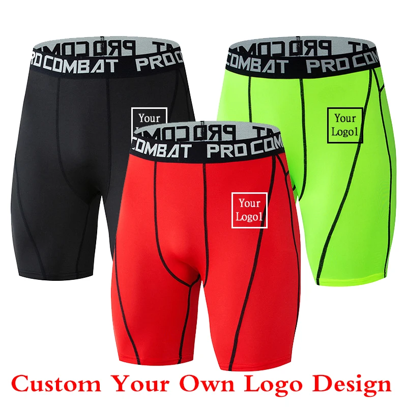 

Men's Sports Tight Custom Logo Shorts Fitness Pants Basketball Football Running Bottoming Compression Quick-Drying Pants