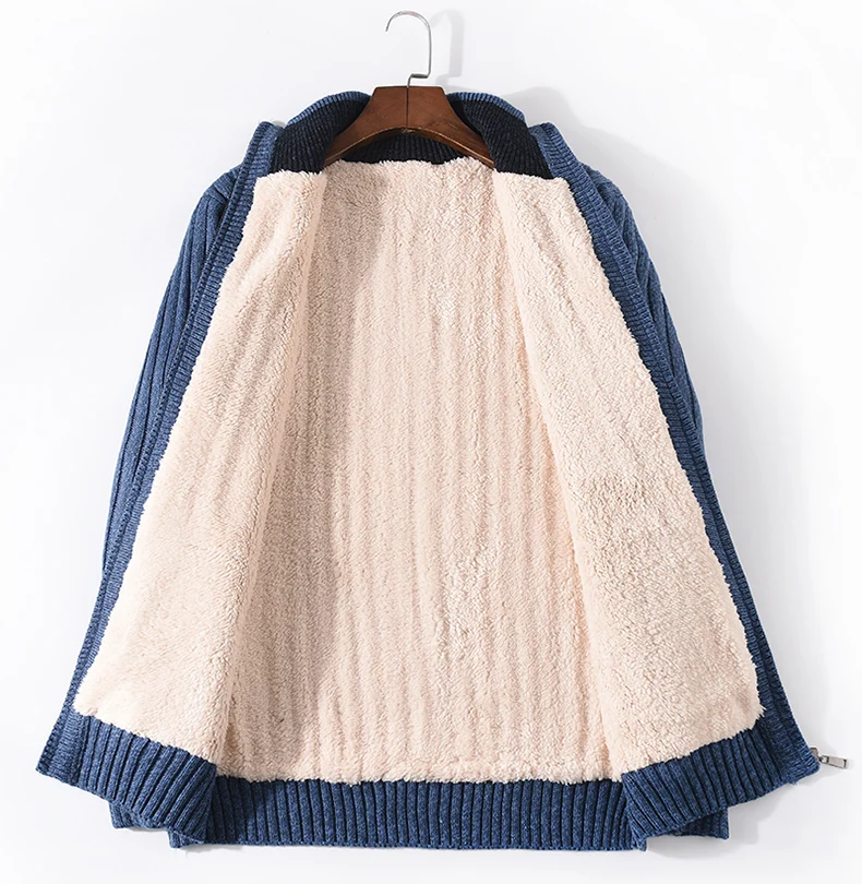 Winter Sweater Coat Male Lamb Cashmere Knitted Cotton Polyester Thicken Warm Cardigan Men 2024 Clothing Plus Size M-6XL 7XL 4
