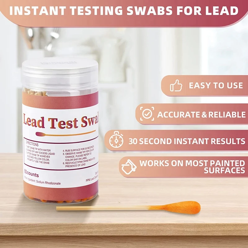 Lead Test Kit Swabs High Sensitive Instant Lead Paint Test Check Swab Testing Strips For Plaster Dishes Metal Home 60pcs lead test strips