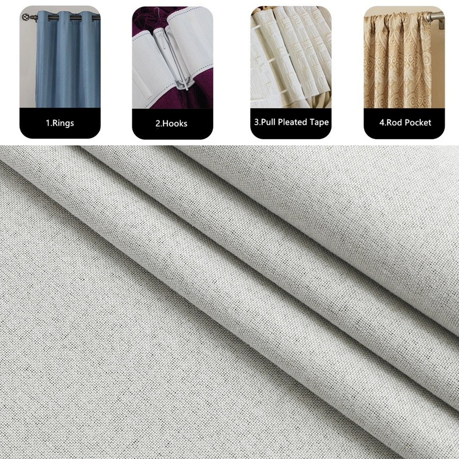 310cm Height 100% Blackout Soundproof Curtain Faux Linen Curtains For Bedroom Living Room Drapes Window Blackout Curtains