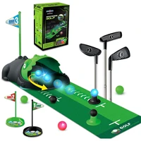 Kids Toy Golf Set Auto Returner Night Light Golf Balls Mat Toddler Mini Golf Game Indoor Outdoor Sports Toys Boys Christmas Gift