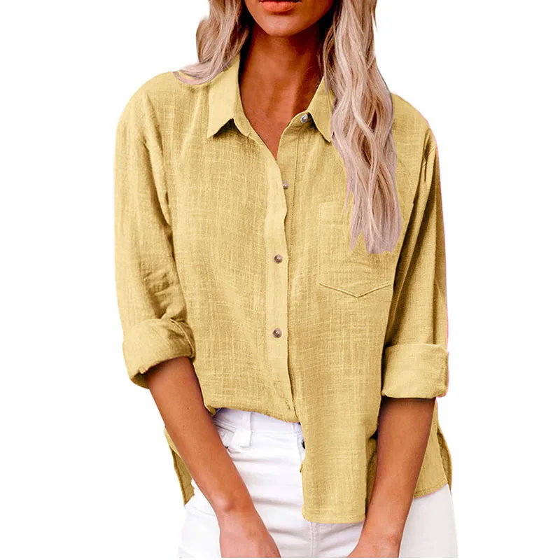 S45f1ade6b751442ca9d1a3e1477e4054w Solid Casual Loose Shirts For Women Summer Vintage Women's Oversized Shirts And Blouses Fashion Elegant Youth Female Tops Mallzona