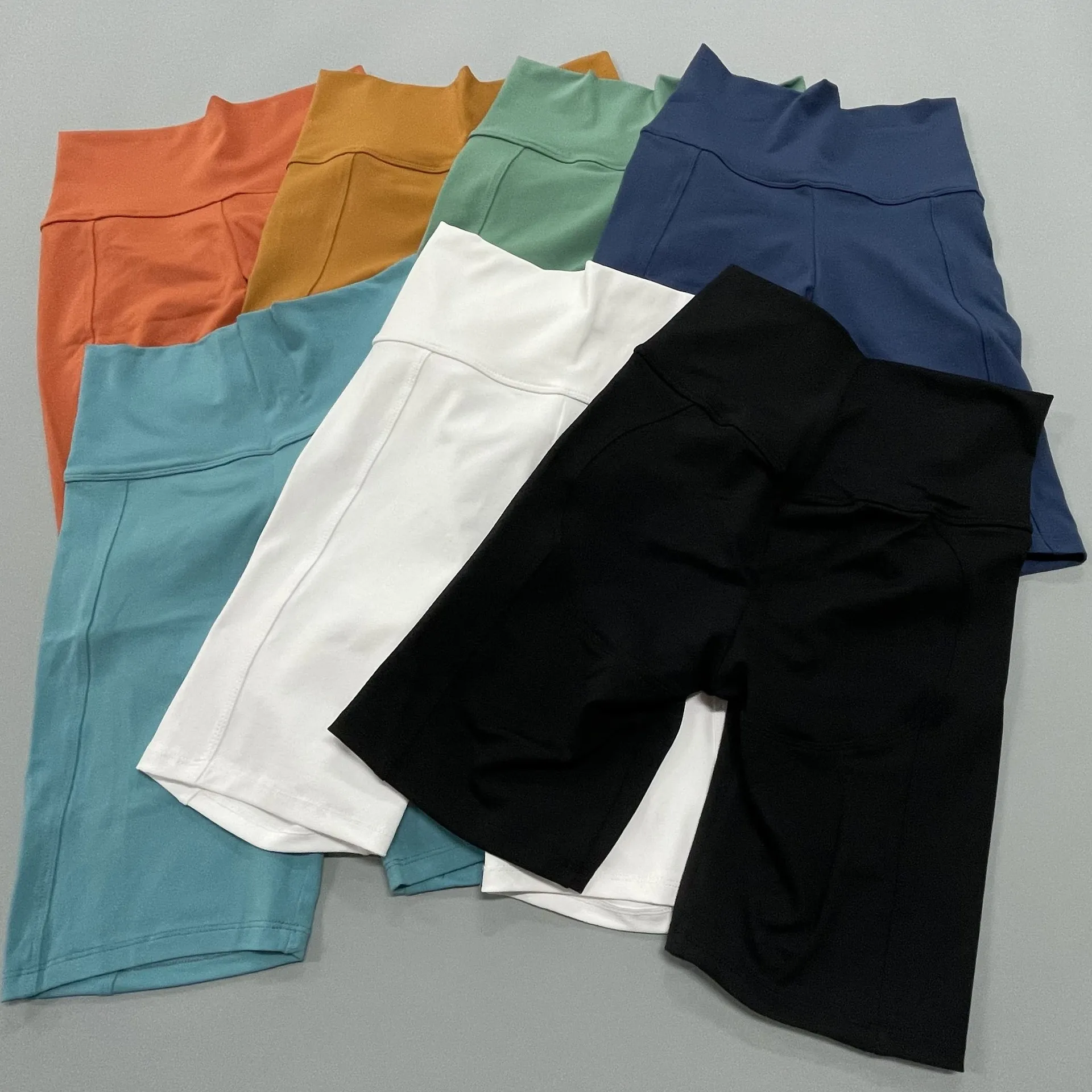 High Waist Biker Shorts For Women With Side Pockets Tummy Control Running Exercise Athletic Buttery Soft Spandex Yoga Shorts