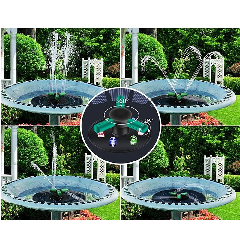 Solar Fountain Water Fountain Bird Bath Bird Bath Supplies 9V/4/6W Solar Water Fountain 360 Rotating Nozzle Colored RGB Lights Floating Waterfall Fountain Outdoor Decoration