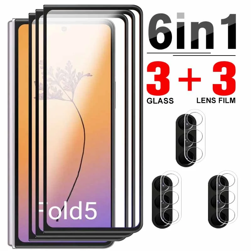 

6in1 Tempered Glass For Samsung Galaxy Z Fold5 Screen Protectors Sumsung Z Fold5 zFold Fold 5 5g Camera Lens Protect Film Cover