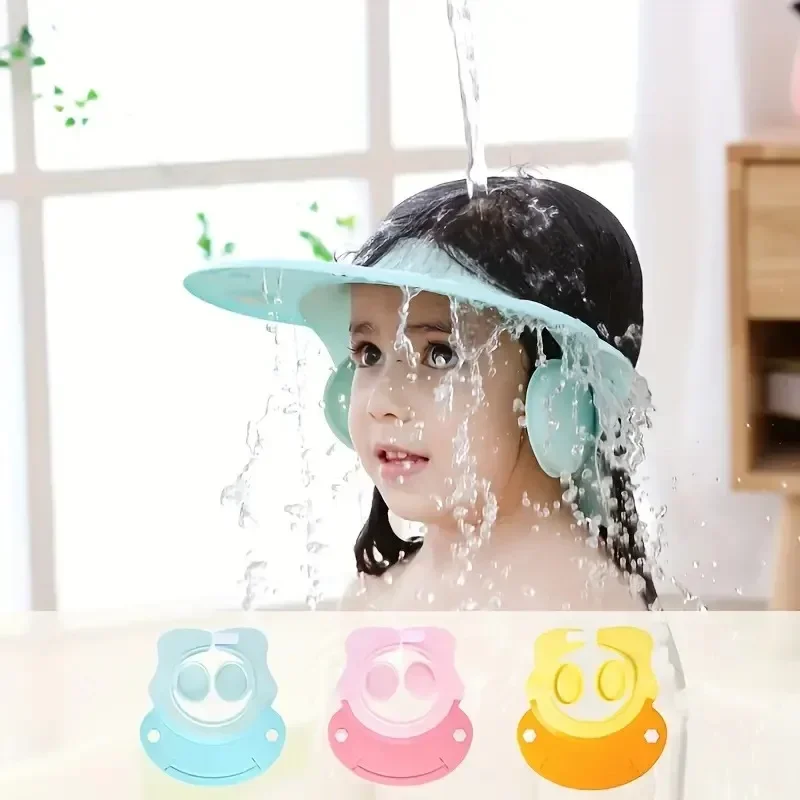 Baby Shower Soft Cap Adjustable Hair Wash Hat for Kids Ear Protection Safe Children Shampoo Bathing Shower Protect Head Cover hair wash hat shampoo shower cap