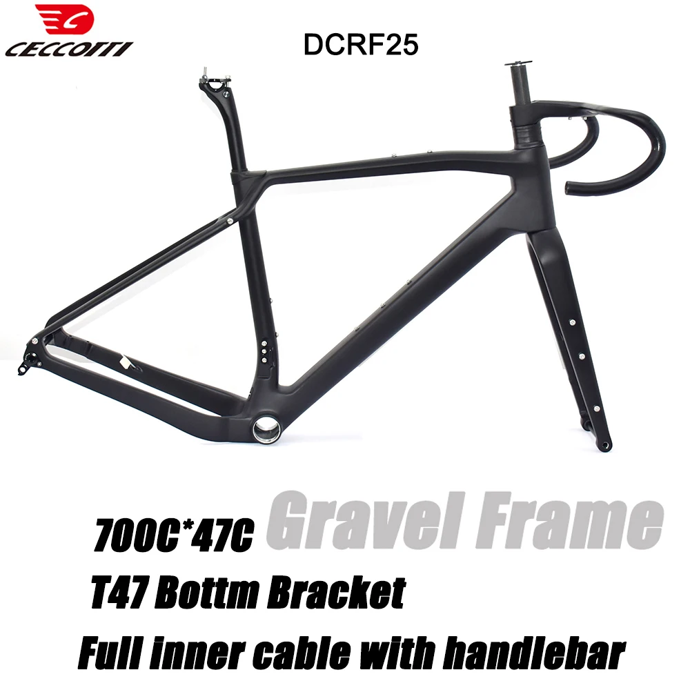 Carbon Gravel Frame with Disc Brake Bicycle Frameset Full Hidden Cable Bike Framework 700C * 47C T47 BB bicycle parts bicycle frame