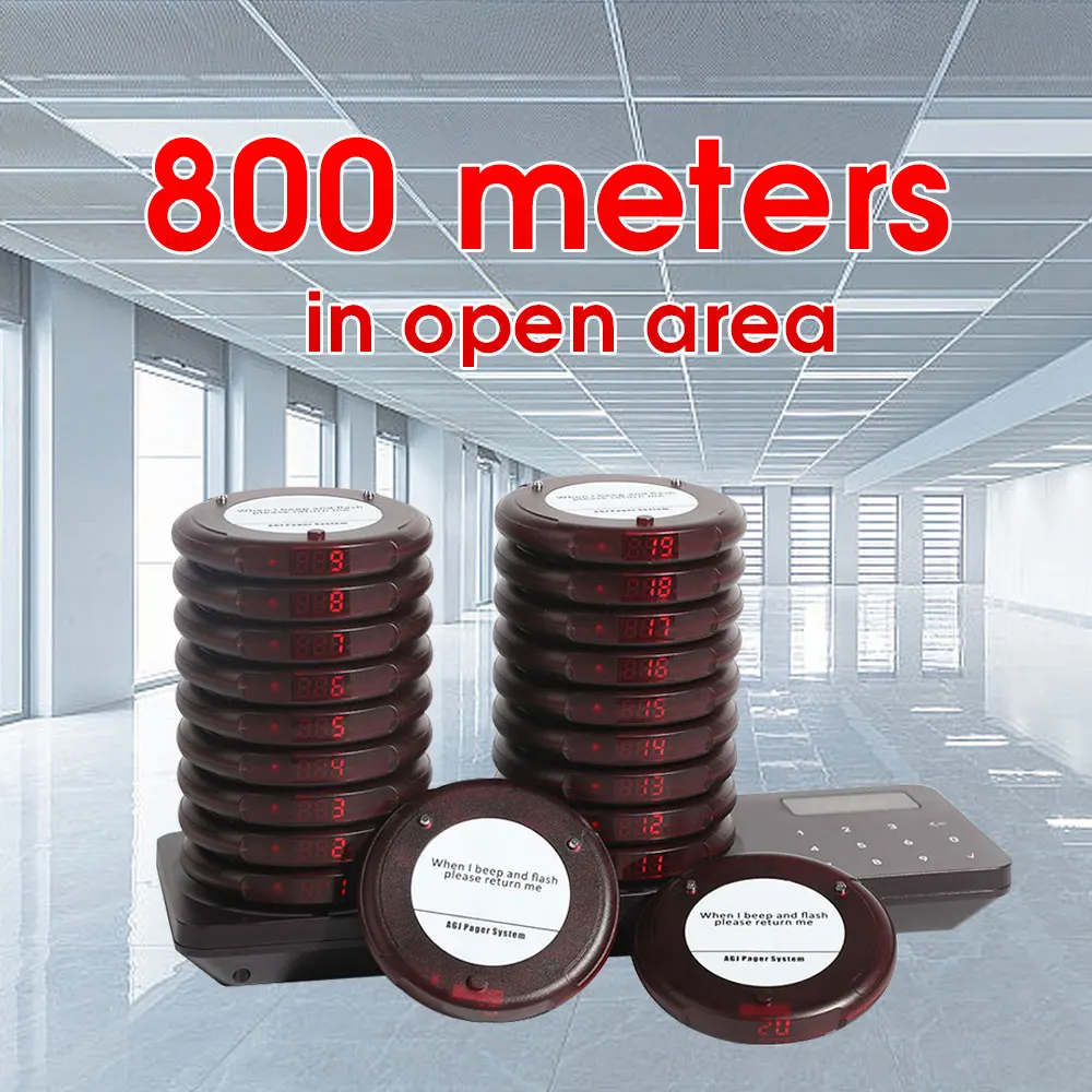 Wireless Calling System Wireless Restaurant Pager System Calling Coaster Buzzers Dual Charging Base For Cafe Church Clinic Food Court Food Truck