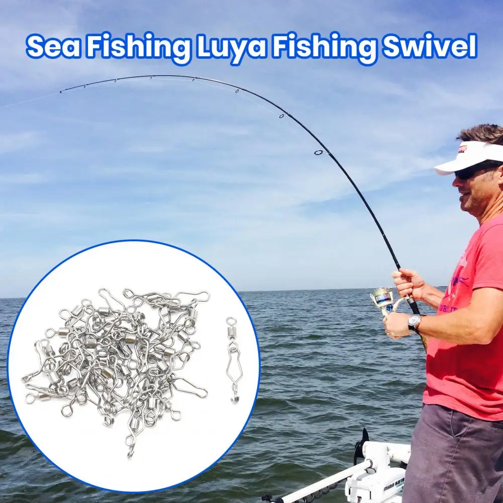 

Fishing Swivel 30Pcs Easy to Carry Strong Pulling Force Stainless Steel 8-ring Fishhook Snap Connector Outdoor Fishing