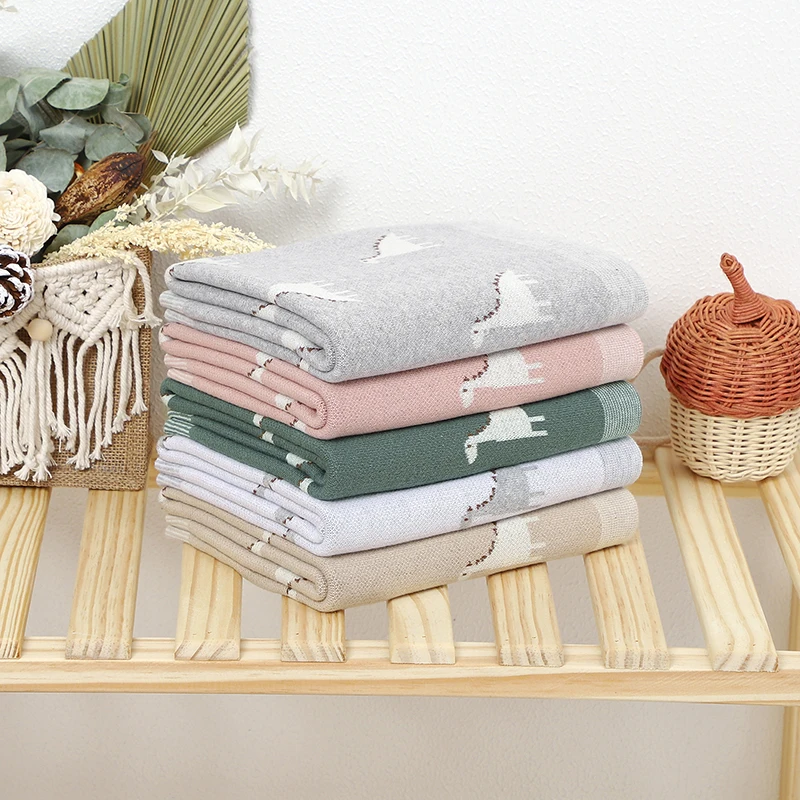 Baby Blanket Cotton Knitted Newborn Stroller Swaddle Cover 90*70CM Plaid Infant Bedding Quilt Dinosaurs