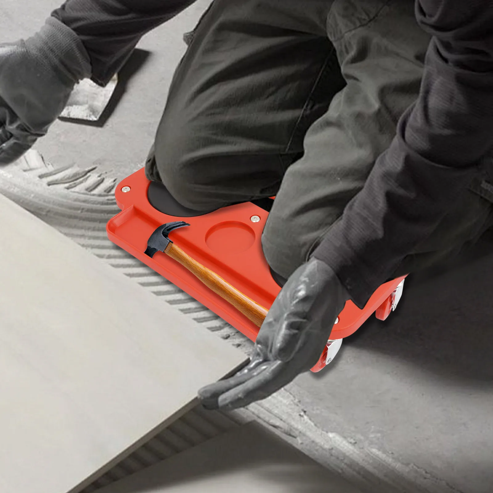 Rolling Knee Pad, Cushioned Knee Pad, Movable Dolly with Tool Tray for Auto Repair Protect Knees
