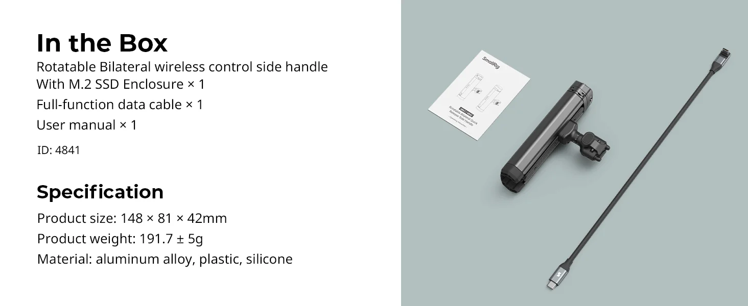 Rotatable Bilateral Quick Release Side Handle with M.2 SSD Enclosure & Wireless