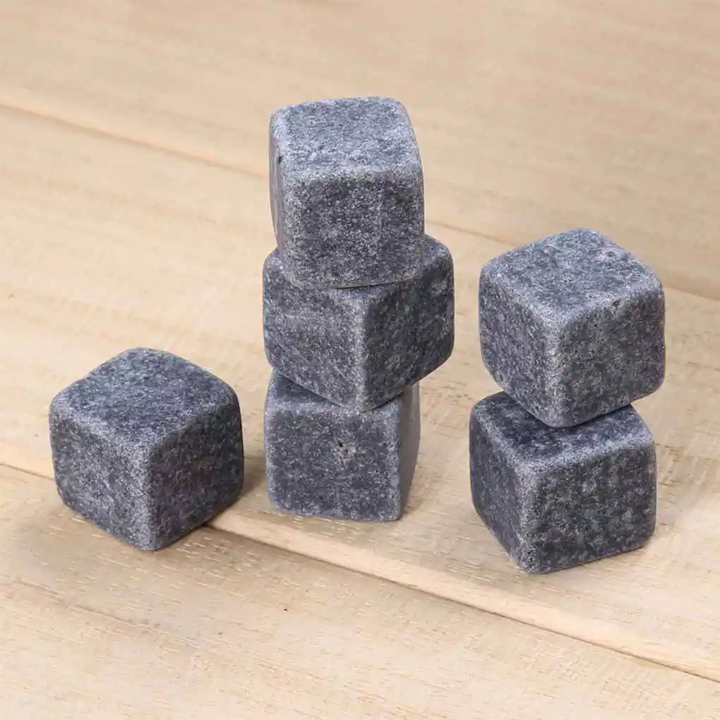 

6pcs Natural Whiskey Stones Sipping Ice Cube Whisky Stone Rock Wine Cooler Christmas Bar Accessories