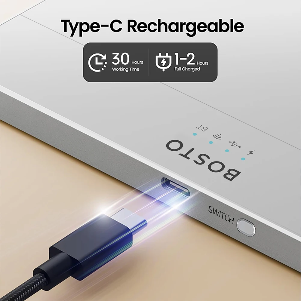 Bluetooth-Compatible Touchpad Multi-Gesture USB Touchpad Mouse Type-C Rechargeable Wired Precision Trackpad for Laptop iPad