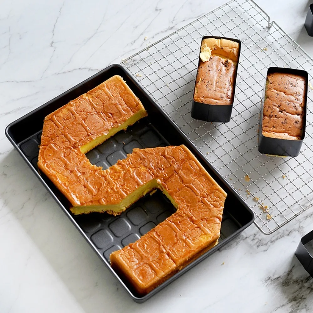10pcs Multifunctional Non-stick Alphabet Number Baking Pan Carbon Steel Easy To Demold Cake Mold DIY Bread Mold Oven