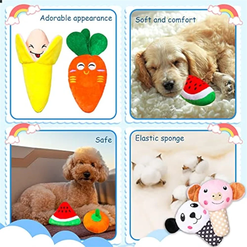 50PCS/Pack Dog Squeaky Toys Bulk, Plush Dog Toys for Small Medium Dog, Cute Stuffed Pets Squeaky Toys Dog Puppy Birthday 5