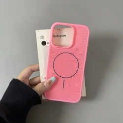 Vibrant Summer Dopamine Colorway Breathable Magnetic Charging Case - Ultra Thin Hard Cover - iPhone 14 Plus (Pink)