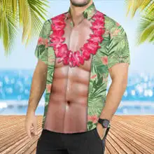 

Гавайская забавная рубашка Abs Aloha с Тропическими Цветами, гавайская рубашка, стиль 1