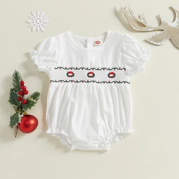 Christmas Romper with Wreath Embroidery 2