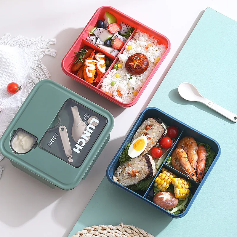 

Single Layer Grid Salad Lunch Box Food Grade Microwave Oven Fruit Fat Reducing Light Food Picnic Box Office Worker Bento Box