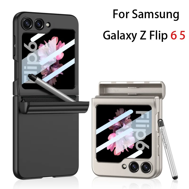 Magnetic Hinge Protection Hard PC Phone Cover for Samsung Galaxy Z Flip 6 5 5G Shockproof With S Pen With Small Screen Protector
