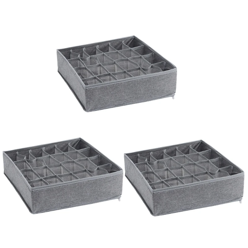 

Pack of 3 Foldable Sock Storage Box Clothing Drawer for Small Items