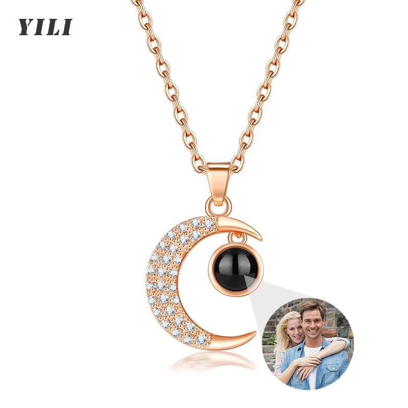 

Индивидуальная проекция искусственной Луны, женское ожерелье с фотографией памяти, подарки на день рождения