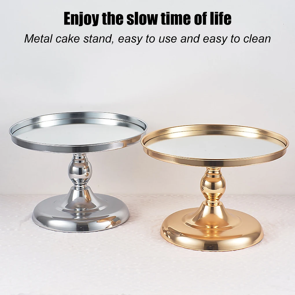 Cake Stand Metal Round Cupcake Holder Decoration Dessert Fruit Display Rack for Party, M, Silver