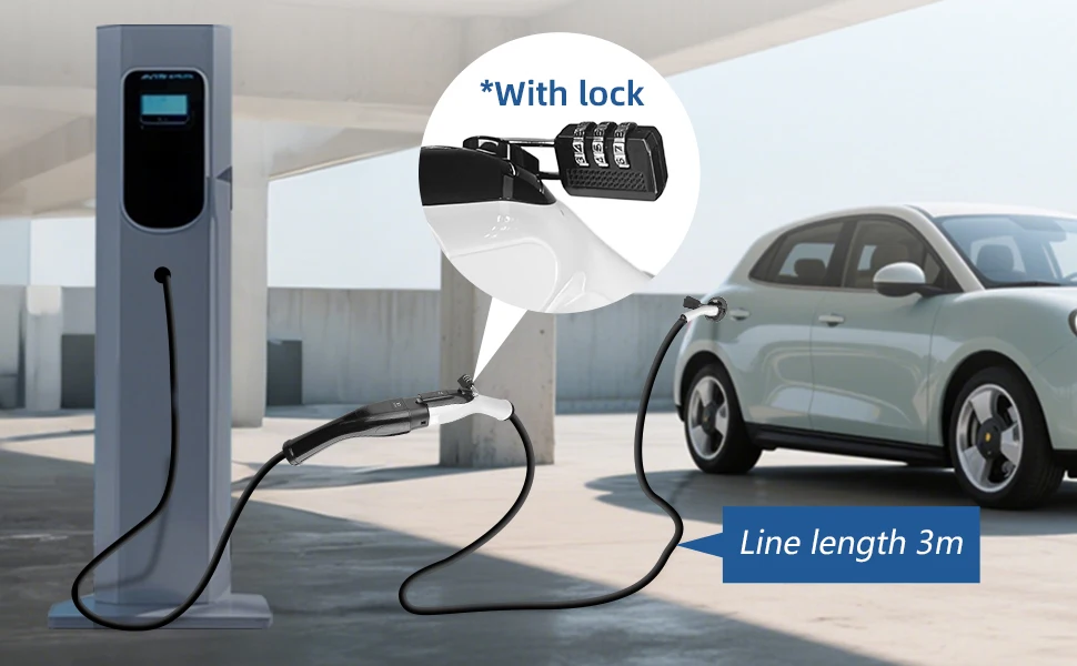 Typ2 Verlängerungskabel 32A 22KW 3P Kabel mit Diebstahlsicherung zur Verlängerung der Ladeentfernung von Typ2-Ladegeräten – Detail 2
