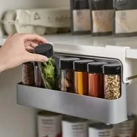 Plastic Seasoning Bottle Storage Rack Kitchen Seasoning Bottle Punch-free Adjustable Multi-functional Seasoning Jar Set 1