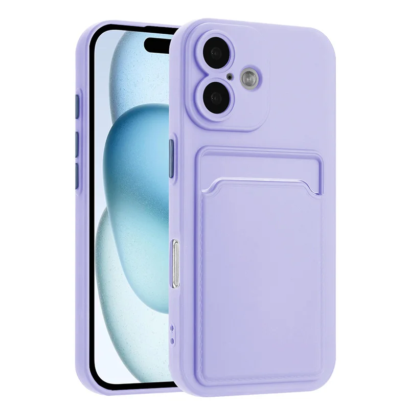 Shockproof Soft Silicone Phone Case with Card Holder and Back Pocket Cover
