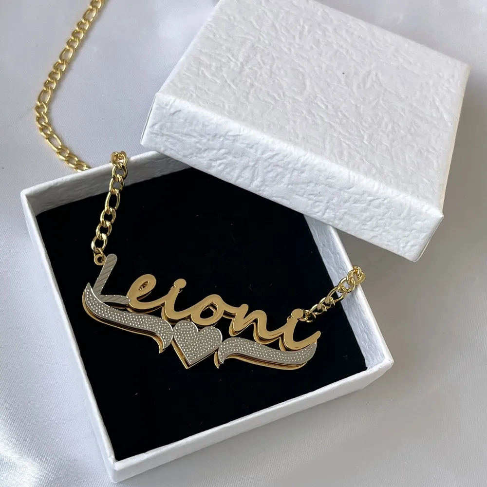 DUOYING Custom Nameplate Necklace Double Layer Jewelry