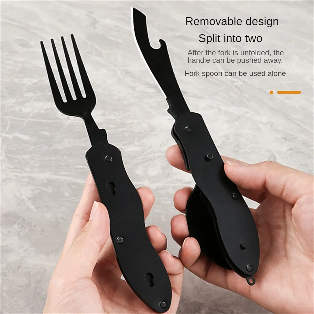 3-in-1 Outdoor Folding Spoon Fork Knife Combo Set Cutlery Picnic Travel Portable Multitool Stainless Steel Camping Utensils 2