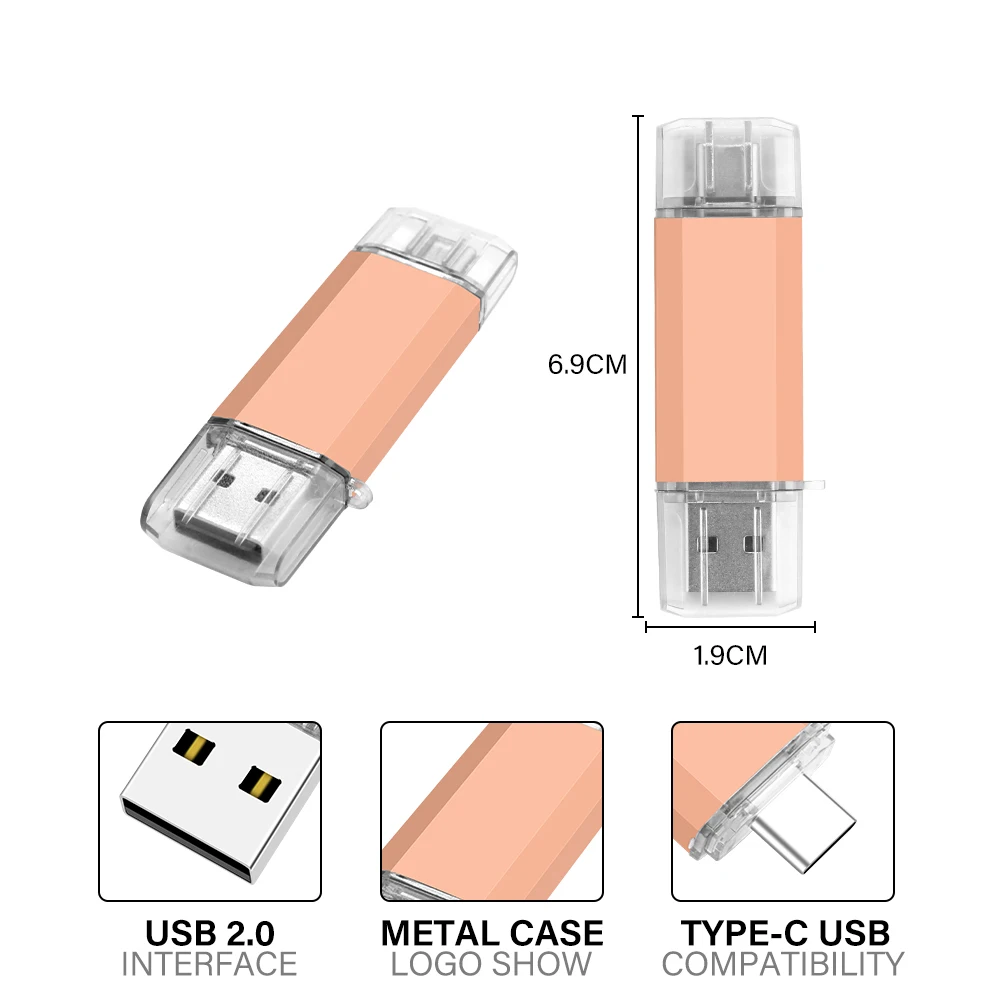 대용량 타입-C 2 in 1 OTG 128GB 64GB 펜드라이브 고속 USB 플래시 드라이브 OTG 펜 드라이브 64GB 128GB USB 플래시 드라이브 선물