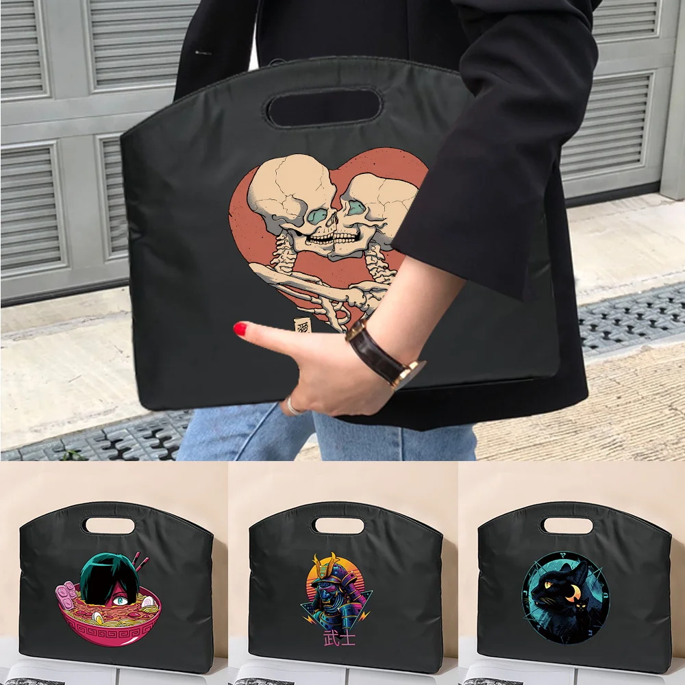 

Briefcase Portable Document Bag Office Tote Bag Large Capacity Japan Series Patterns Business Handbag Meeting Information Bag