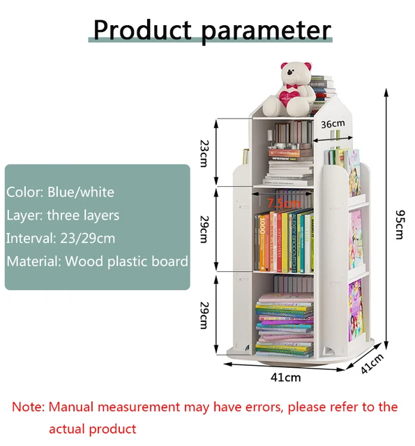 Estantería giratoria de 360 ° para niños, de dibujos animados estante para  libros, almacenamiento de revistas, organizador de artículos diversos,  muebles para periódicos