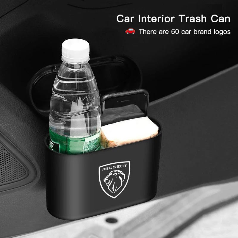Car Portable Trash Can Auto Sundries Storage Box For Peugeot 206 307 308 3008 207 208 407 508 2008 408 4008 Rifter 5008 301 car trash can car armrest storage box