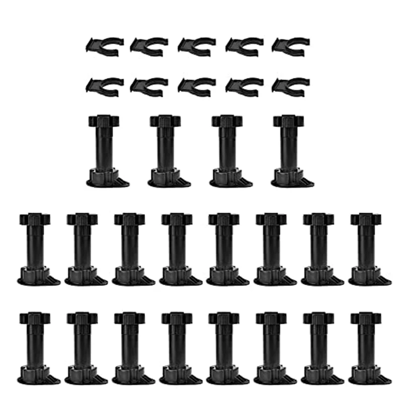 

40Pcs Furniture Feet Adjustable Cupboard Foot Leg Unit Cabinet Legs With Kick Board Clips For Kitchen Bathroom Cabinet