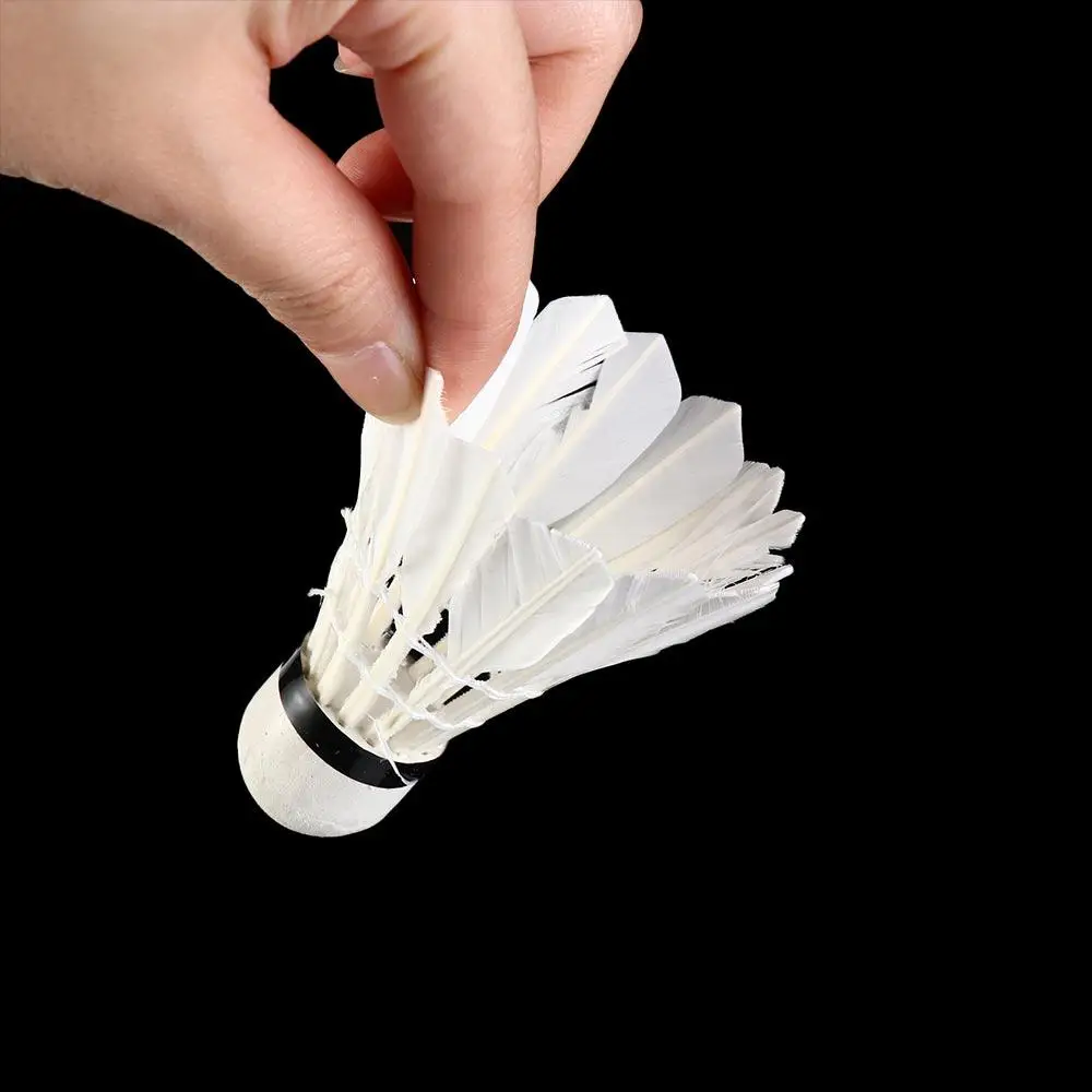 Elastic White Outdoor Sports Game Fitness 12 Pcs Goose Feather Shuttlecock Badminton Balls_voghion.com