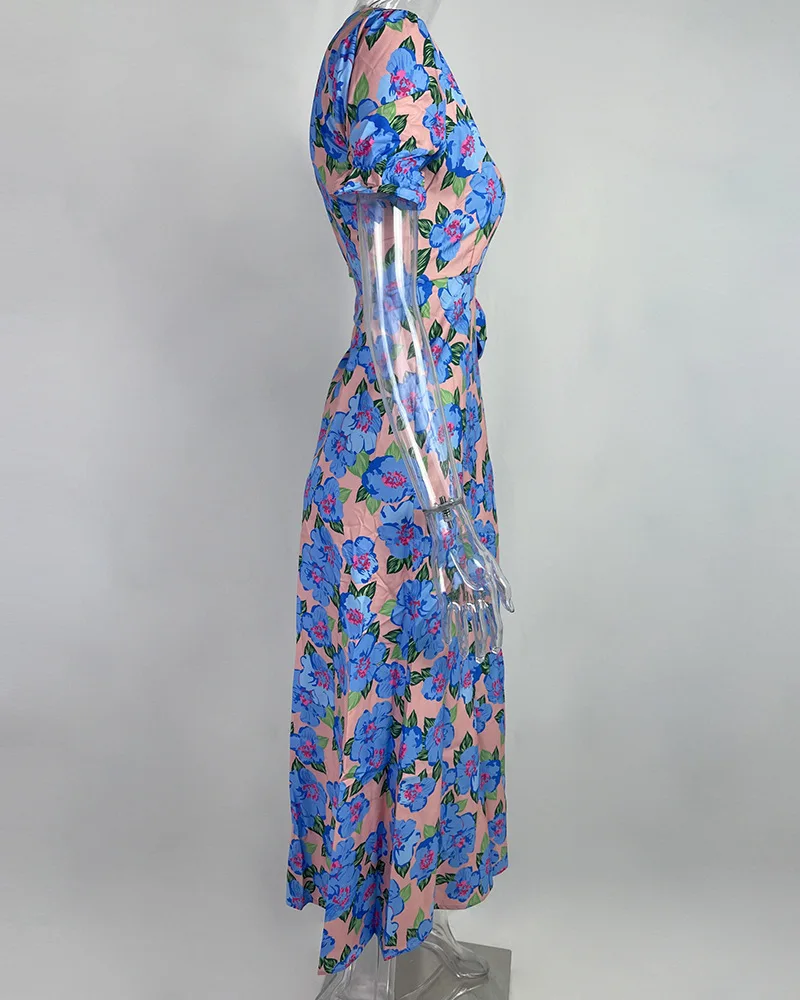 Sling Pockets Collar Split Vacation Elegant Dress