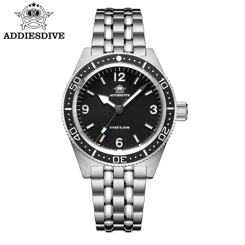 ADDIESDIVE Classic Men Watch 316L Steel BGW9 Super Luminous Sapphire Crystal 200M Waterproof часы мужские наручные Quartz Watche