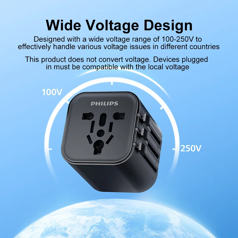 Philips Universal Travel Adapter with Multi-Region Compatibility