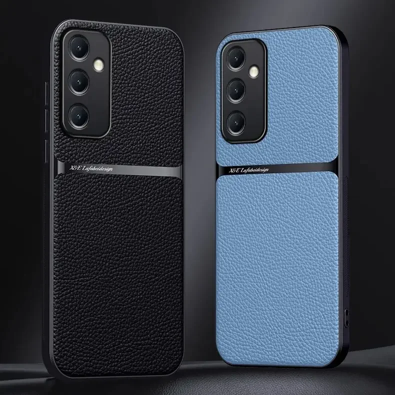 Luxury Magnetic Leather Car Holder Shockproof Soft Back Phone Case