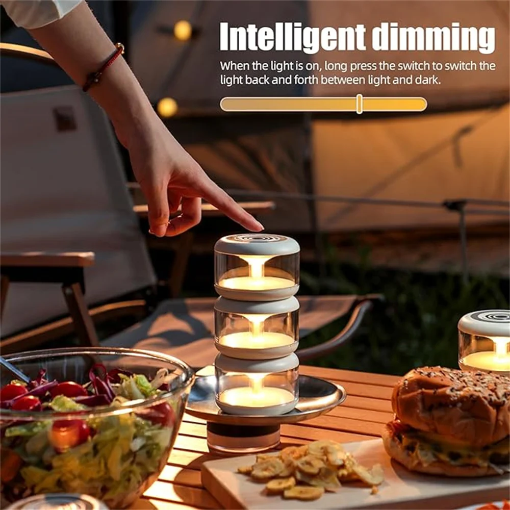 Description Picture 5 of itemPortable LED Nightlight, Candle Light, Three-Light Wireless Charging Base, Touch Switch Bathroom, Living Room, Bedroom, Camping