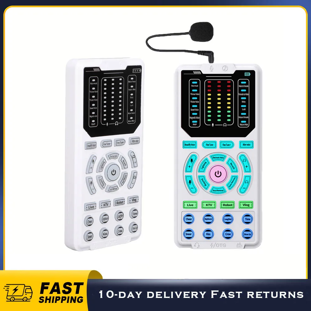 Portable Voice Changer Sound Card Set with Headphones and Noise Reduction Technology